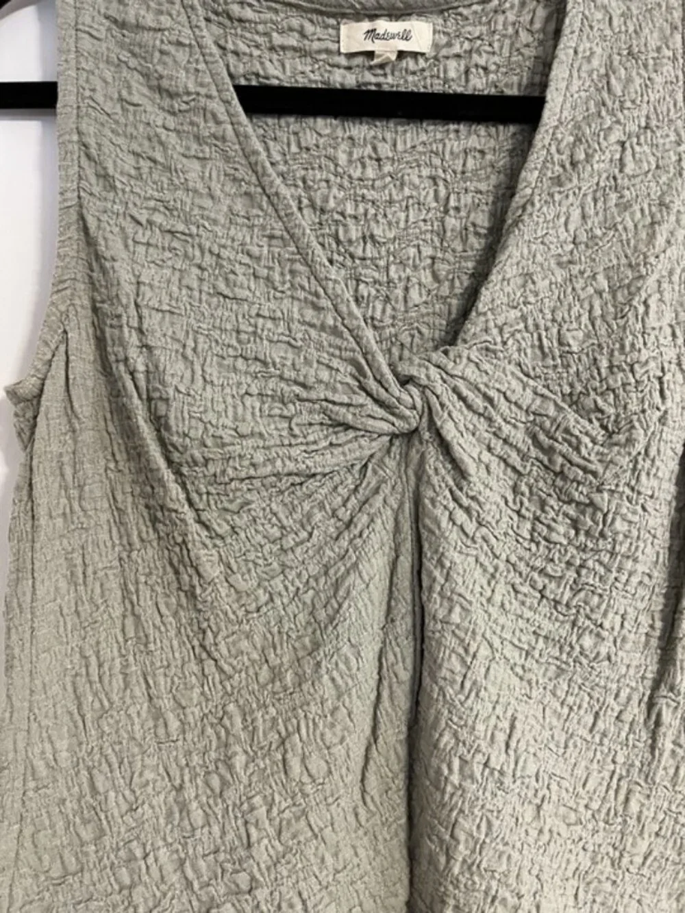 Madewell Textured Sage Green Twist Front Sleeveless Top - Picture 6 of 6